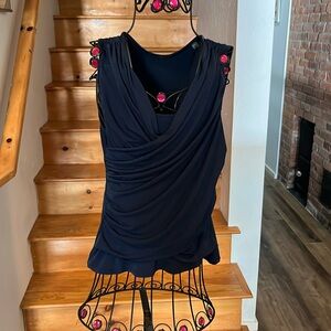 Sleeveless Tahari Knit Top Large Ruching